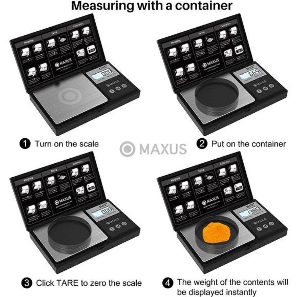 MAXUS Precision Pocket Scale 200g x 0.01g,Backlit LCD, Stainless Steel - Picture 6 of 6